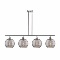 516-4I-SN-G1213-10SM Innovations Lighting Athens Deco Swirl - 4 Light Stem Hung Island In Industrial Style-12.13 Inches Tall and 48.25 Inches