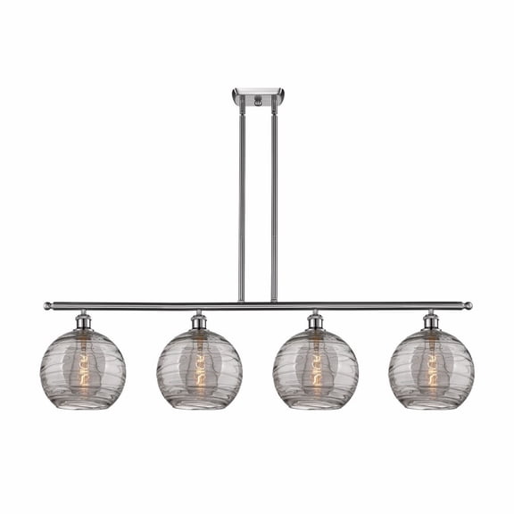516-4I-SN-G1213-10SM Innovations Lighting Athens Deco Swirl - 4 Light Stem Hung Island In Industrial Style-12.13 Inches Tall and 48.25 Inches