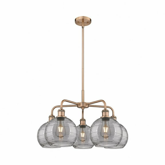 516-5CR-AC-G1213-8SM Innovations Lighting Athens Deco Swirl - 5 Light Stem Hung Chandelier In Industrial Style-15.38 Inches Tall and 26 Inches