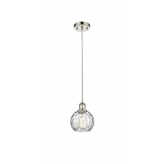 516-1P-WPC-G1215-6 Innovations Lighting Ballston Athens Water Glass 1 Light 6" Cord Hung Mini Pendant Polished Nickel