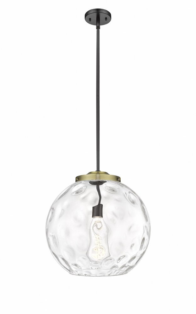 Athens Water Glass 17" Globe Pendant in Black Antique Brass
