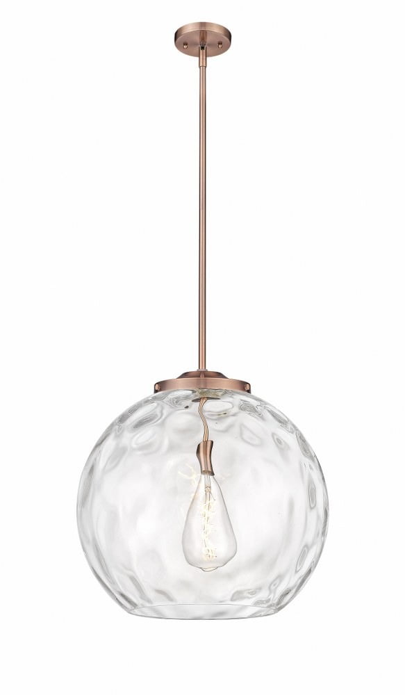 Athens Water Glass Antique Copper 19.5" Single Drop Pendant Light
