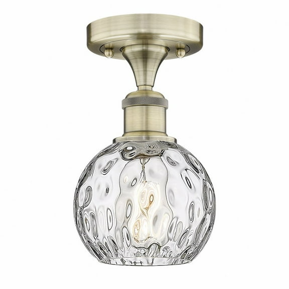 Innovations Lighting  Edison Athens Water Glass - 1 Light 6" Semi-Flush Mount Antique Brass/Clear Water Glass