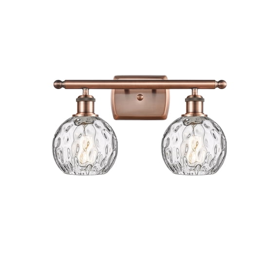 Innovations Lighting Athens Water Glass 2 Light 16" Bath Vanity Light Antique Copper