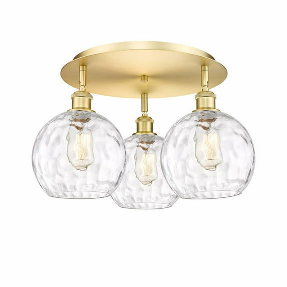 Innovations Lighting - Athens Water Glass - 3 Light Flush Mount In Industrial