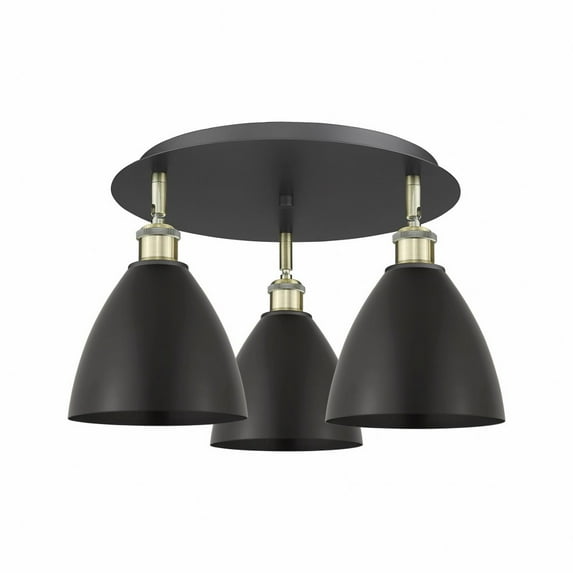 Innovations Lighting Ballston - 3 Light 19" Flush Mount Black Antique Brass/Matte Black