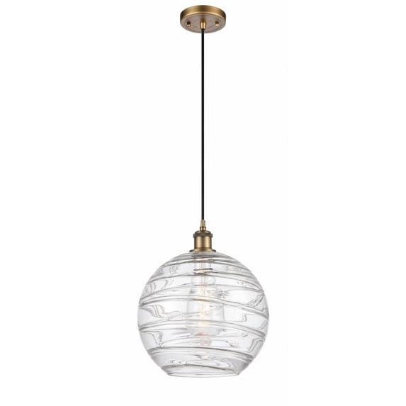 Innovations Lighting Ballston Athens Deco Swirl - 1 Light 12" Cord Hung Mini Pendant Brushed Brass