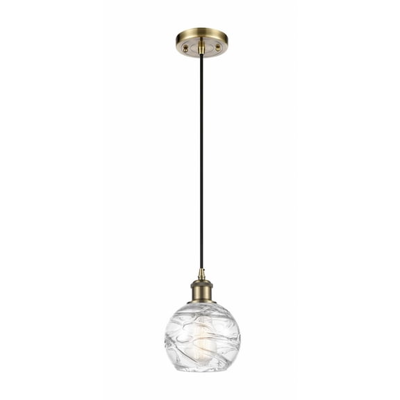 Innovations Lighting Ballston Athens Deco Swirl - 1 Light 6" Cord Hung Mini Pendant Antique Brass