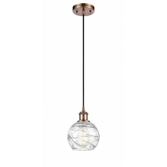 Innovations Lighting Ballston Athens Deco Swirl - 1 Light 6" Cord Hung Mini Pendant Antique Copper