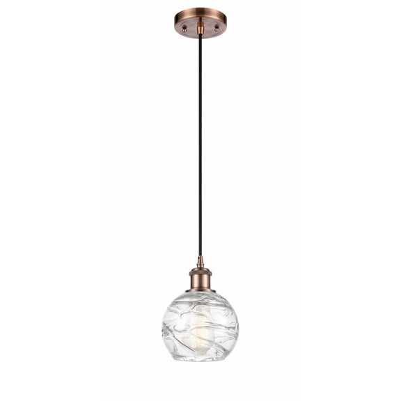 Innovations Lighting Ballston Athens Deco Swirl - 1 Light 6" Cord Hung Mini Pendant Antique Copper