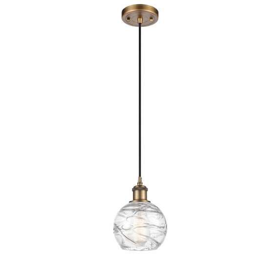 Innovations Lighting Ballston Athens Deco Swirl - 1 Light 6" Cord Hung Mini Pendant Brushed Brass