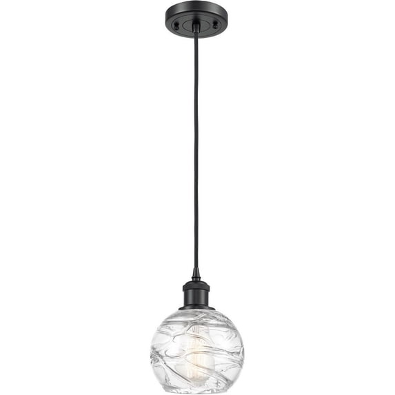 Innovations Lighting Ballston Athens Deco Swirl - 1 Light 6" Cord Hung Mini Pendant Matte Black