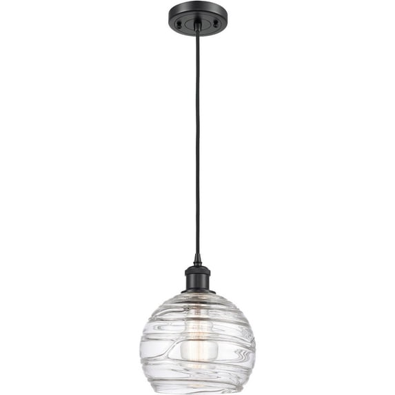 Innovations Lighting Ballston Athens Deco Swirl - 1 Light 8" Cord Hung Mini Pendant Matte Black