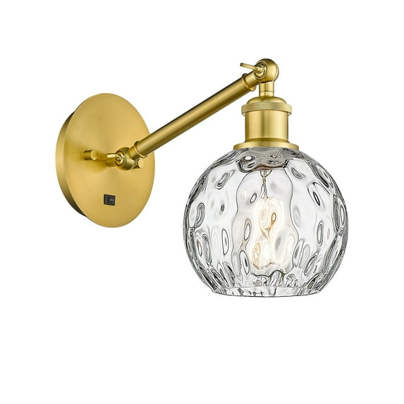 Innovations Lighting Ballston Athens Water Glass 6" - 1 Light 6" Sconce - Arm Adjusts Up and Down Clear Water Glass/Satin Gold