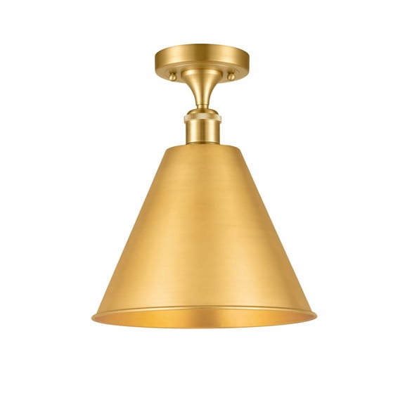 Innovations Lighting Ballston Cone - 1 Light 12" Semi-Flush Mount Satin Gold