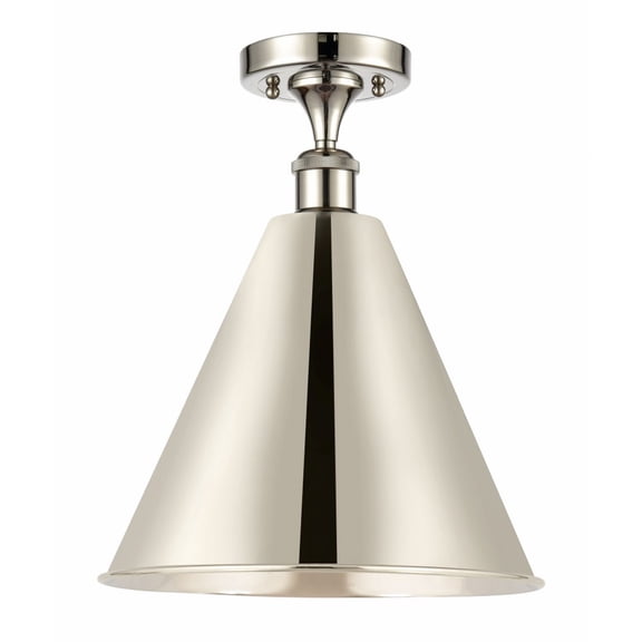 Innovations Lighting  Ballston Cone - 1 Light 16" Semi-Flush Mount Polished Nickel