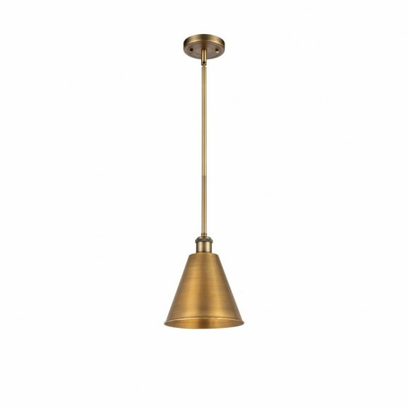 516-1S-BB-MBC-8-BB Innovations Lighting Ballston Cone - 1 Light Pendant In Industrial Style-9.75 Inches Tall and 8 Inches Wide-Brushed Brass Finish