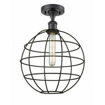 Innovations Lighting  Ballston Lake Placid - 1 Light 12" Semi-Flush Mount Matte Black