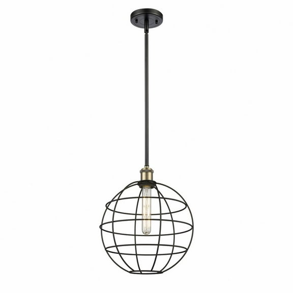 Innovations Lighting  Ballston Lake Placid - 1 Light 12" Stem Hung Pendant Black Antique Brass