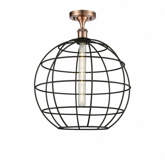 Innovations Lighting Ballston Lake Placid - 1 Light 16" Semi-Flush Mount Antique Copper