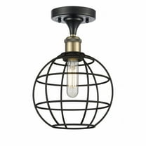 Innovations Lighting  Ballston Lake Placid - 1 Light 18" Semi-Flush Mount Black Antique Brass