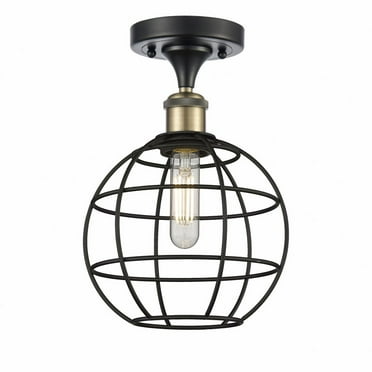 Innovations Lighting  Ballston Lake Placid - 1 Light 18" Semi-Flush Mount Black Antique Brass