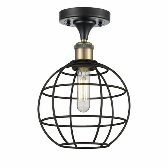 Innovations Lighting Ballston Lake Placid - 1 Light 18" Semi-Flush Mount Black Antique Brass