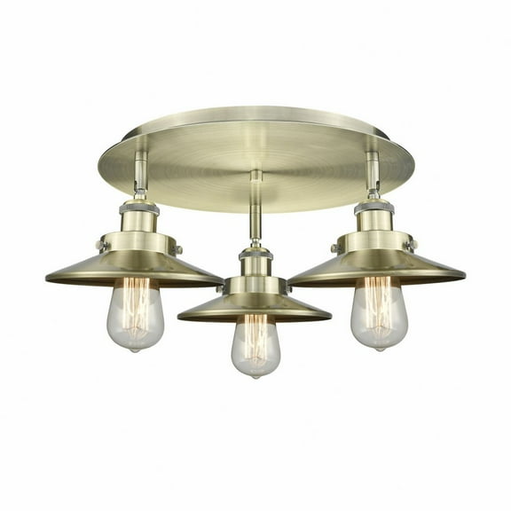 Innovations Lighting  Ballston Urban - 3 Light 20" Flush Mount - 2"H Shade Antique Brass