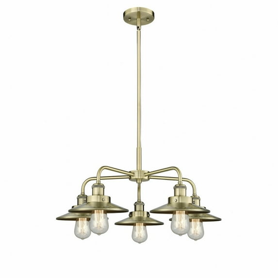 Innovations Lighting Ballston Urban - 5 Light 26" Stem Hung Chandelier Antique Brass