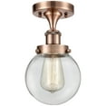thumbnail image 1 of Innovations Lighting  Ballston Urban Beacon - 1 Light 6" Semi-Flush Mount Clear/Antique Copper, 1 of 5