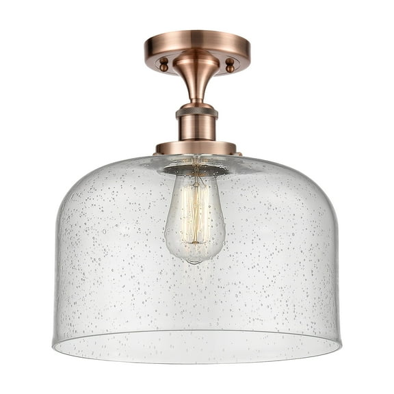 Innovations Lighting  Ballston Urban Bell - 1 Light 12" Semi-Flush Mount Antique Copper/Seedy