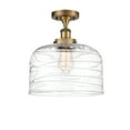 thumbnail image 1 of Innovations Lighting  Ballston Urban Bell - 1 Light 12" Semi-Flush Mount Brushed Brass/Clear Deco Swirl, 1 of 5