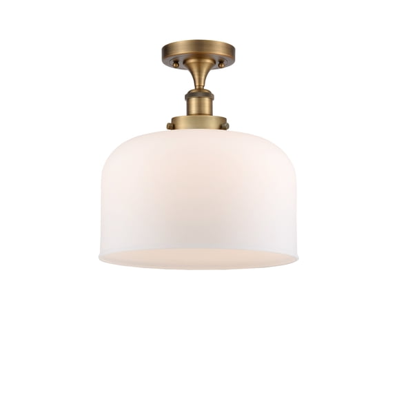 Innovations Lighting Ballston Urban Bell - 1 Light 12" Semi-Flush Mount Brushed Brass/Matte White