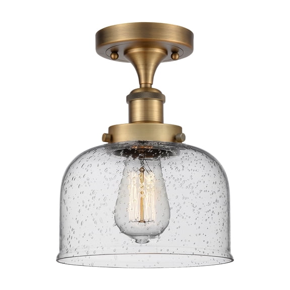 Innovations Lighting Ballston Urban Bell - 1 Light 8" Semi-Flush Mount Brushed Brass/Seedy