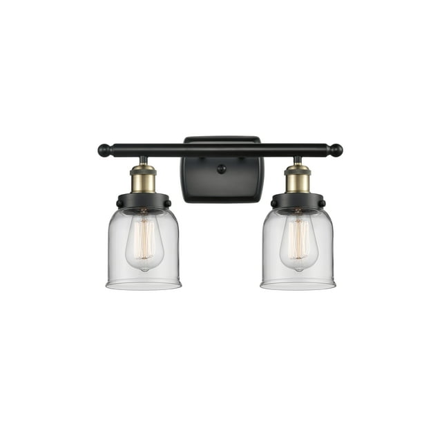 Innovations Lighting Ballston Urban Bell - 2 Light 16" Bath Vanity Light Clear/Black Antique Brass Finish