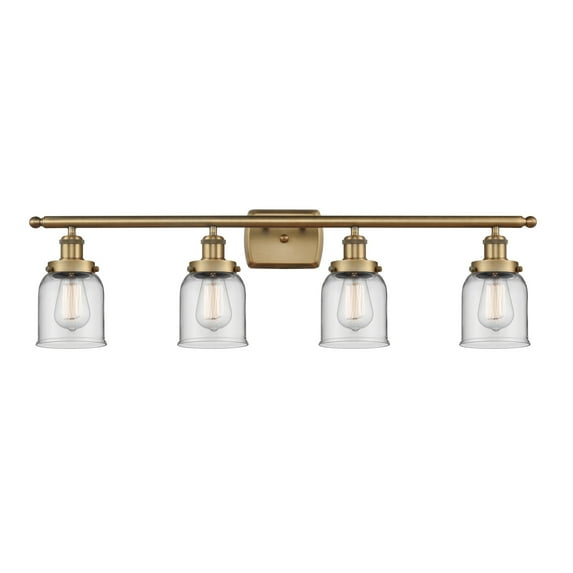 Innovations Lighting Ballston Urban Bell - 4 Light 36" Bath Vanity Light Clear/Brushed Brass Finish