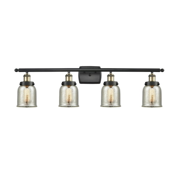 Innovations Lighting Ballston Urban Bell - 4 Light 36" Bath Vanity Light Silver Plated Mercury/Black Antique Brass Finish