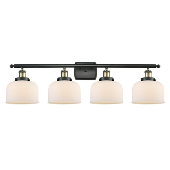 Innovations Lighting Ballston Urban Bell - 4 Light 38" Bath Vanity Light Matte White/Black Antique Brass Finish