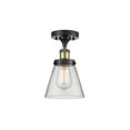 thumbnail image 1 of Innovations Lighting  Ballston Urban Cone - 1 Light 6" Semi-Flush Mount Clear/Black Antique Brass, 1 of 5