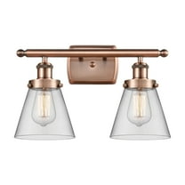 Innovations Lighting Ballston Urban Cone - 2 Light 16" Bath Vanity Light Antique Copper Finish/Clear