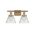 thumbnail image 1 of Innovations Lighting  Ballston Urban Cone - 2 Light 18" Bath Vanity Light Clear/Brushed Brass Finish, 1 of 5
