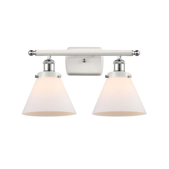 Innovations Lighting Ballston Urban Cone - 2 Light 18" Bath Vanity Light Matte White/White and Polished Chrome Finish