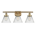 thumbnail image 1 of Innovations Lighting  Ballston Urban Cone - 3 Light 28" Bath Vanity Light Clear/Brushed Brass Finish, 1 of 5