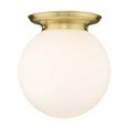 thumbnail image 1 of Innovations Lighting  Beacon - 1 Light 14" Flush Mount Satin Gold/Matte White, 1 of 5