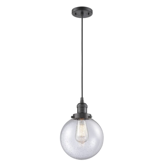 201C-OB-G204-8 Innovations Lighting Beacon - 1 Light Cord Hung Mini Pendant In Industrial Style-11.5 Inches Tall and 8 Inches Wide-Oil Rubbed Bronze