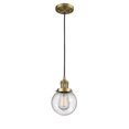 thumbnail image 1 of 201C-BB-G204-6 Innovations Lighting Beacon - 1 Light Cord Hung Mini Pendant In Industrial Style-9.5 Inches Tall and 6 Inches Wide-Brushed Brass, 1 of 2