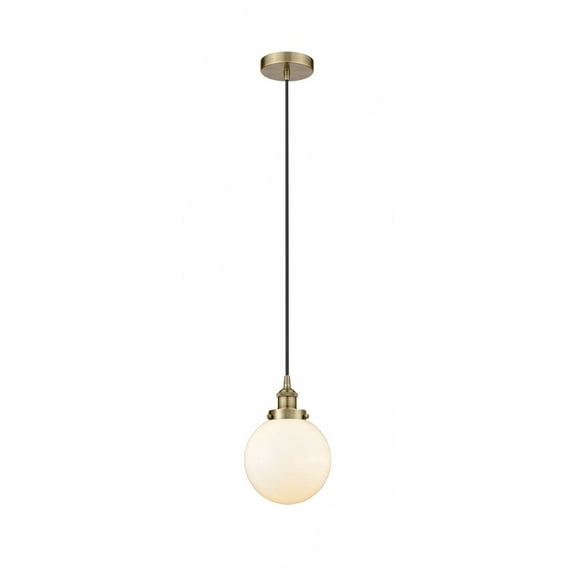 616-1PH-AB-G201-8-Innovations Lighting-Beacon - 1 Light Mini Pendant In Industrial Style-11.5 Inches Tall and 8 Inches Wide-Antique Brass Finish-Matte