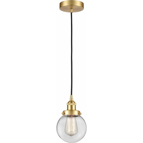 616-1PH-SG-G202-6 Innovations Lighting Beacon - 1 Light Mini Pendant In Industrial Style-9.5 Inches Tall and 6 Inches Wide-Satin Gold Finish-Clear