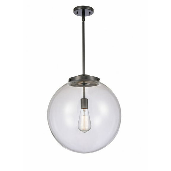 221-1S-BK-G202-16 Innovations Lighting Beacon - 1 Light Pendant In Industrial Style-17 Inches Tall and 16 Inches Wide-Matte Black Finish-Clear Glass