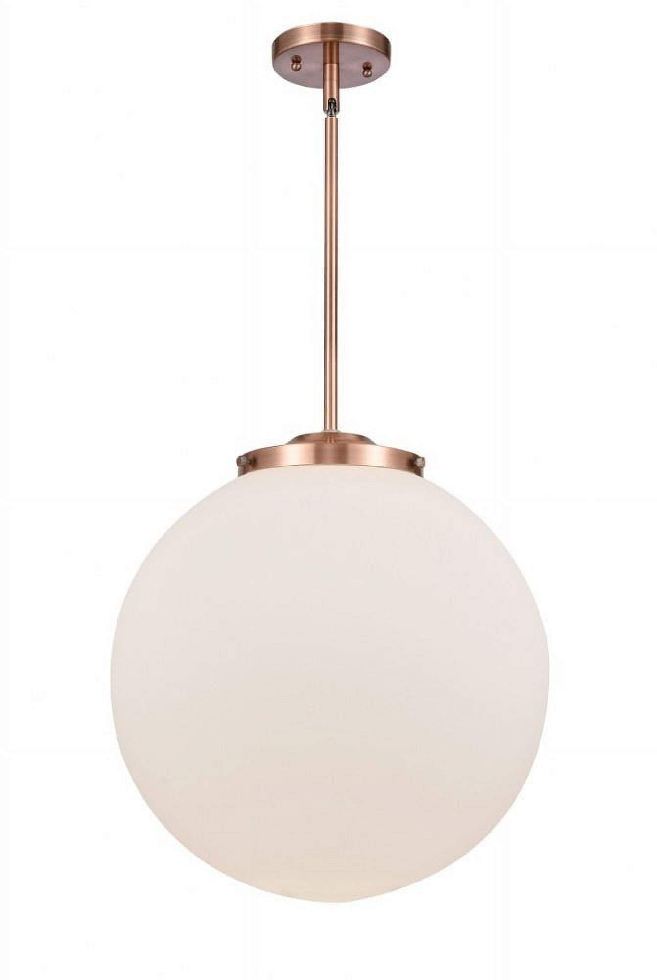 Beacon Antique Copper 17" Globe Pendant with Matte White Glass